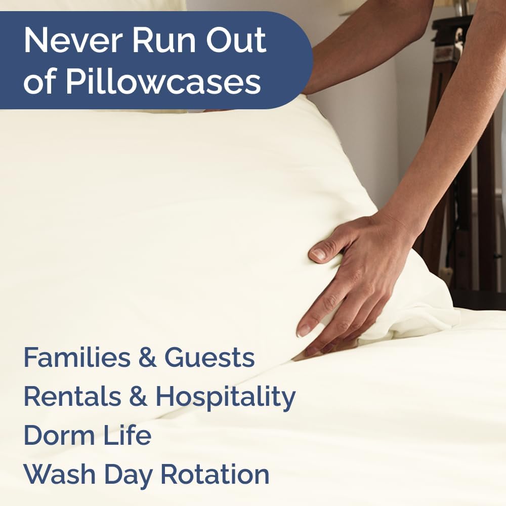 Queen Pillow Cases Set of 6 - Ultra Soft Hotel Quality Pillowcase Covers - Comfy, Cozy & Wrinkle Free - Shrink, Stain and Fade Resistant - Machine Washable Pillow Protectors - 6 Piece Set - Off White