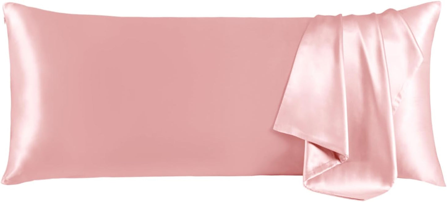 THXSILK Mulberry Silk Pillowcase for Hair and Skin, 100% Mulberry 6A+ Silk, Dual-Sided Silk Body Pillow Case with Hidden Zipper, Body Size 20"x54" Pillow Case, 1pc, Light Pink