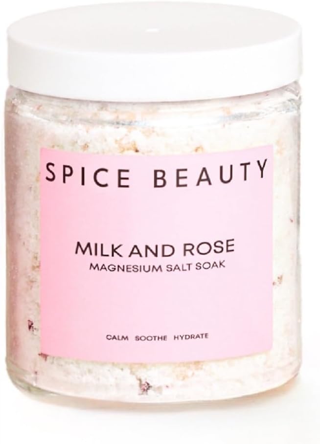 Radiant Skin Duo - Goat Milk & Rose Body Scrub - Magnesium Salt Soak - in-Shower Moisturizer with Hydrating Coconut Oil - Epsom & Magnesium Bath Soak for Muscle Relaxation