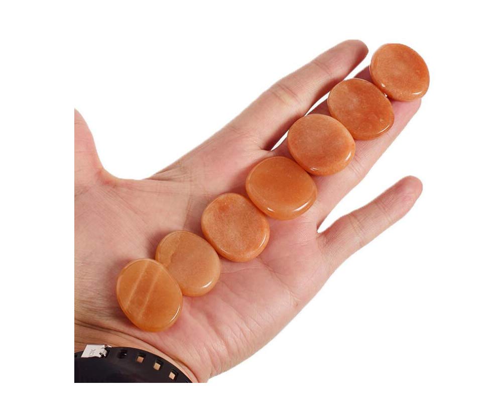 7 Pieces Natural Red Agate Massage Stones Set for professional or home spa (Red Agate)