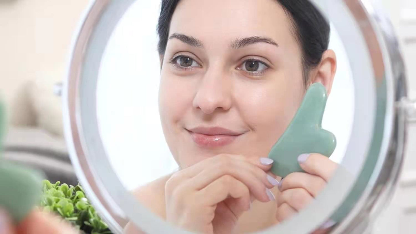 Flagest Gua Sha Facial Tool - Jade Stone Massager for Spa Acupuncture Therapy - Heart Shape Guasha for Face