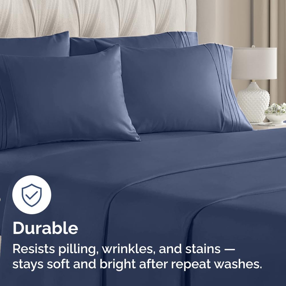 Queen Pillow Cases Set of 6 - Ultra Soft Hotel Quality Pillowcase Covers - Comfy, Cozy & Wrinkle Free - Shrink, Stain and Fade Resistant - Machine Washable Pillow Protectors - 6 Piece Set - Navy Blue