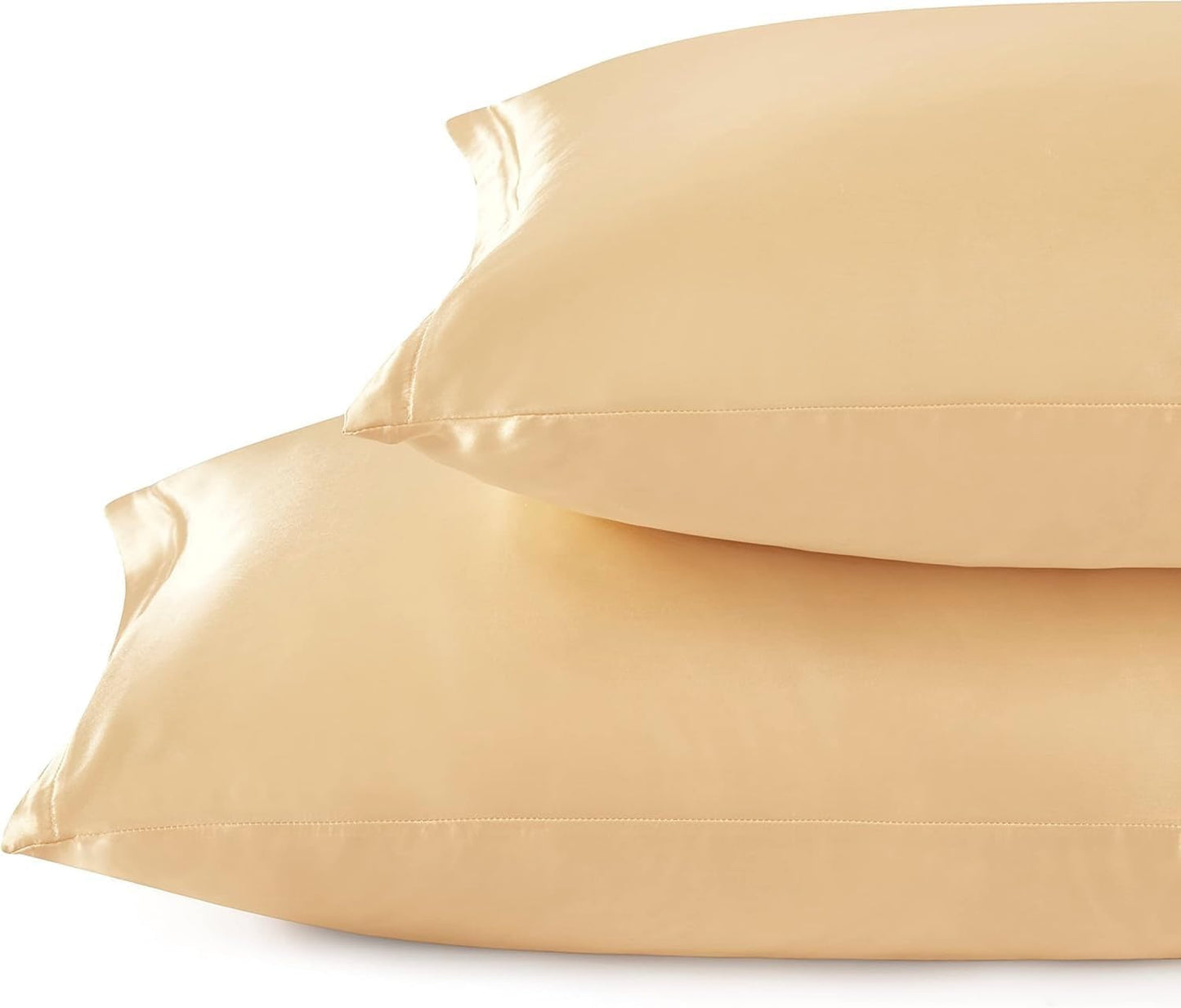 Juwenin Bedding,Super Soft and Luxury Silky Satin Pillowcase (Silky Satin Pillow Case for Hair) Set of 2 (Champagne, King (20'x40'))