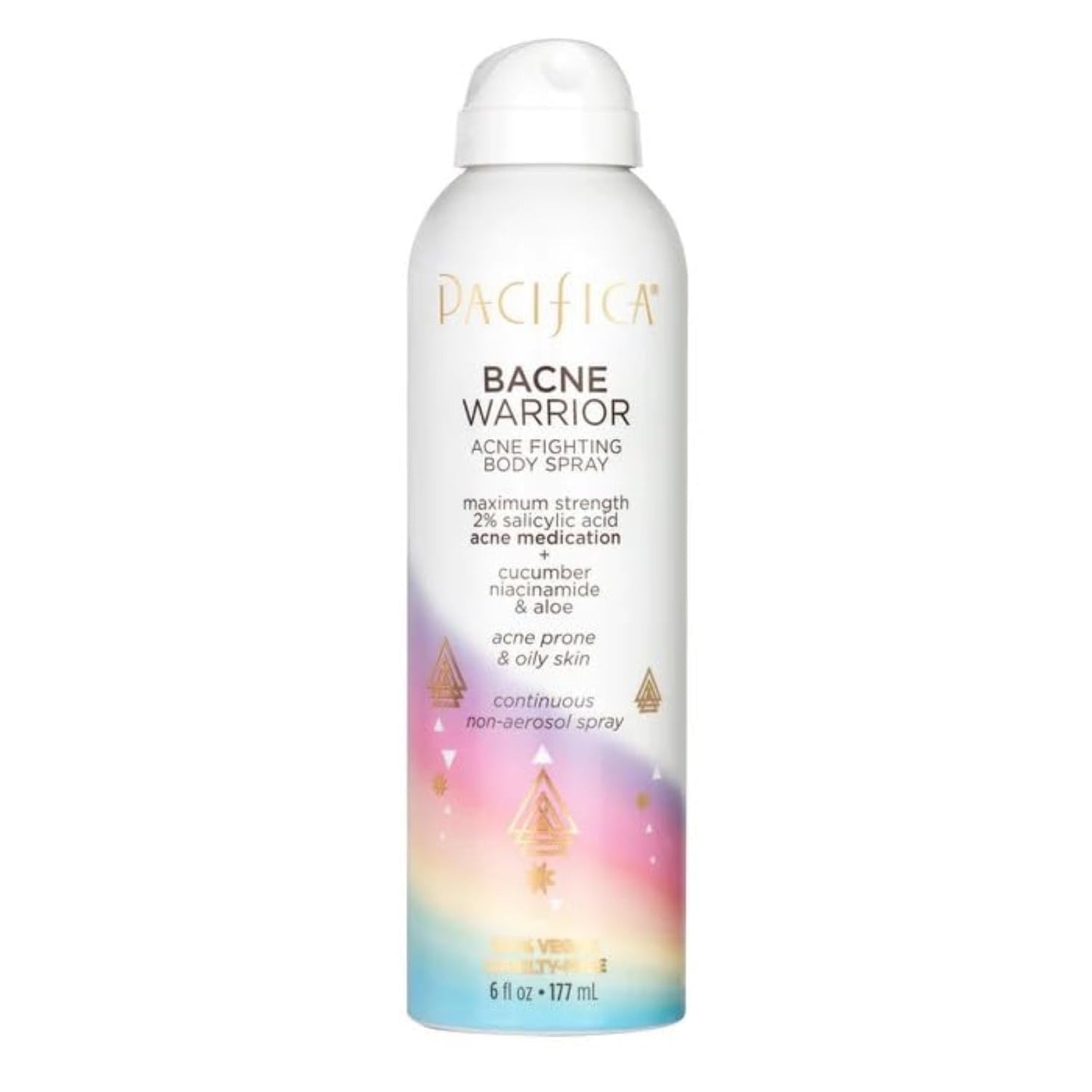 Pacifica Bacne Warrior - Bacne Salicylic Acid Spray, Back Acne Treatment Spray with 2% Salicylic Acid, Niacinamide, and Aloe, Body Acne Warrior for Body, Chest, and Back, Dermatologist Tested- 6 Fl Oz