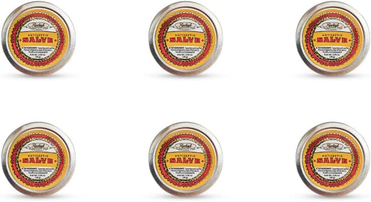 Rawleigh Antiseptic Yellow Salve Small Tin: 0.96 oz, Natural, Multi-Purpose Ointment Soothes Skin Cuts, Bruises, Irritations, with Turpentine, Phenol, Cottonseed Oil, Original Formula - Pack of 6