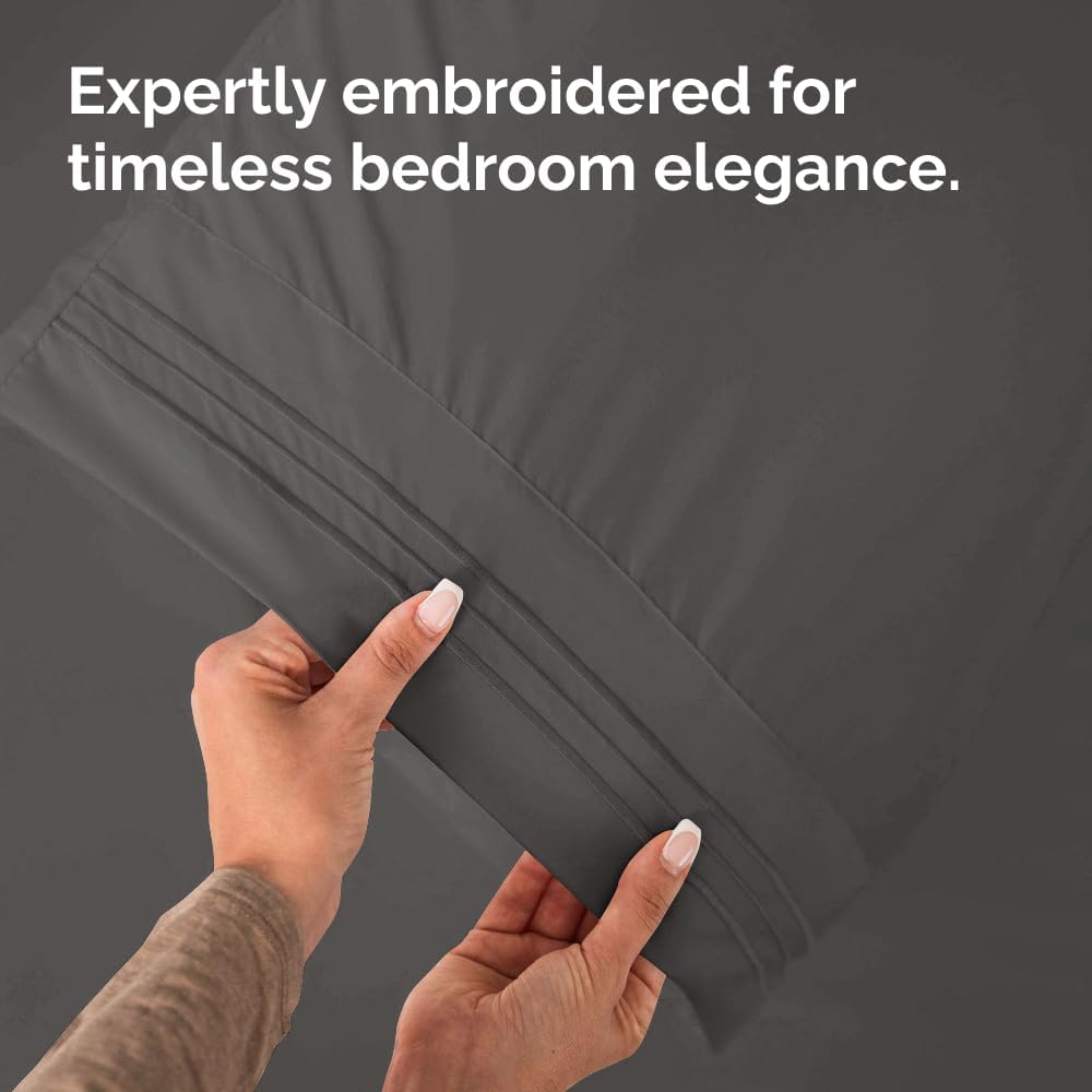 King Pillow Cases Set of 2 - Ultra Soft Hotel Quality Pillowcase Covers - Comfy, Cozy & Wrinkle Free - Shrinkage, Stain and Fade Resistant - Machine Washable Pillow Protectors - 2 Piece Set - Charcoal