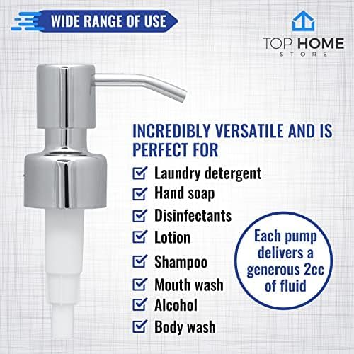 Stainless Steel Soap and Lotion Dispenser Pumps, Replacement for Your Bottles (Chrome, 4 Pack)