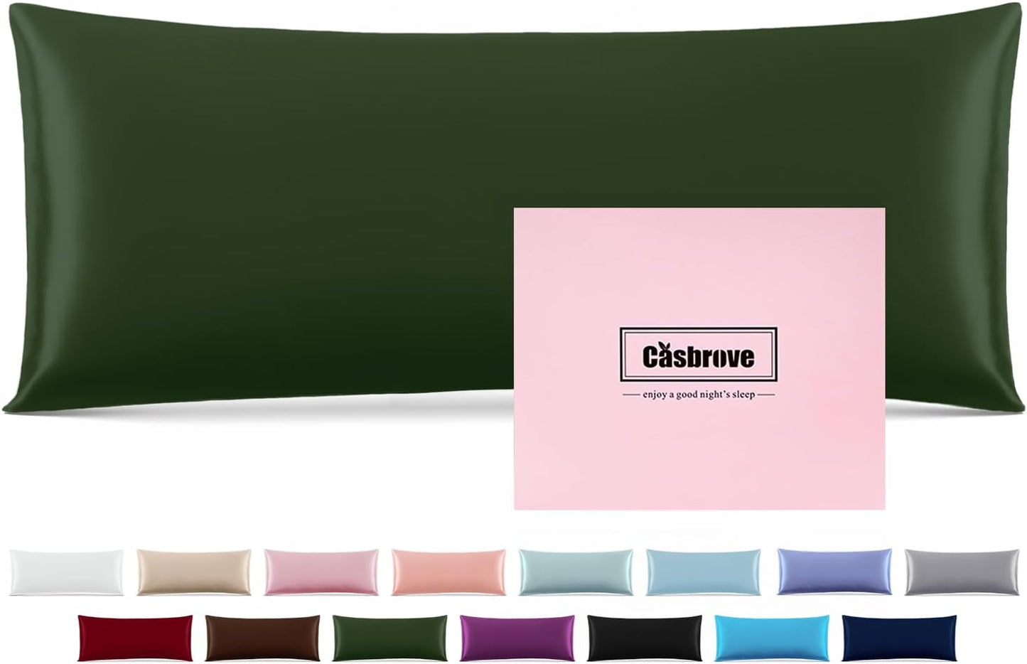 Silk Body Pillow Cover Pillow Pillowcase Soft Body Pillow Cover Pillow Case Mulberry Silk Pillowcase for Sleep(Green,20"X 54",1pc)