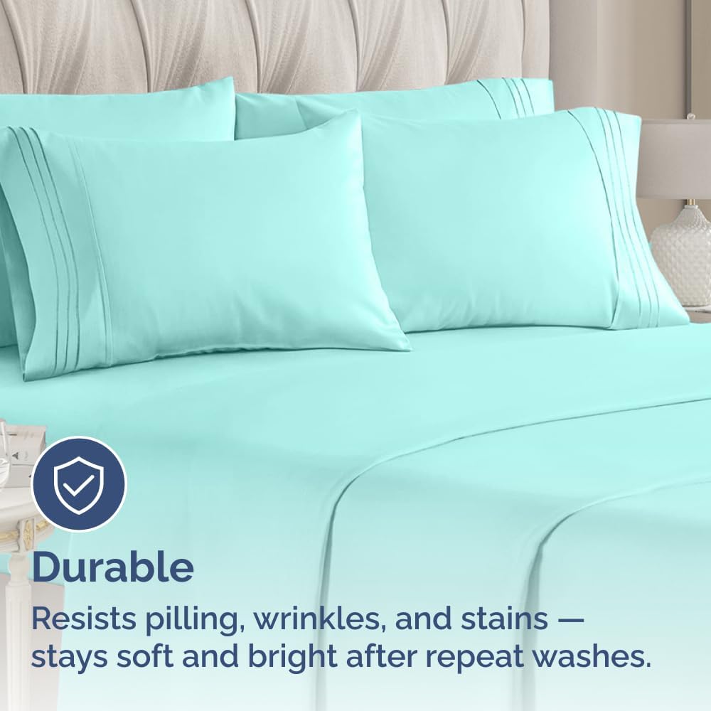 Standard Pillow Cases Set of 6 - Ultra Soft Hotel Quality Pillowcase Covers - Comfy, Cozy & Wrinkle Free - Shrink, Stain & Fade Resistant - Machine Washable Pillow Protectors - 6 Piece Set - Spa Blue