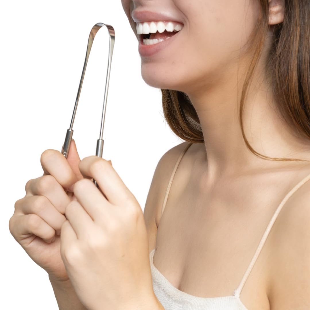 Stainless Steel Tongue Scraper for Adults with Travel Case (2 Pack) – Stainless Steel Cleaner for Daily Hygiene, Reduce Bad Breath – Oral Care Travel Essentials, Metal Tongue Scraper