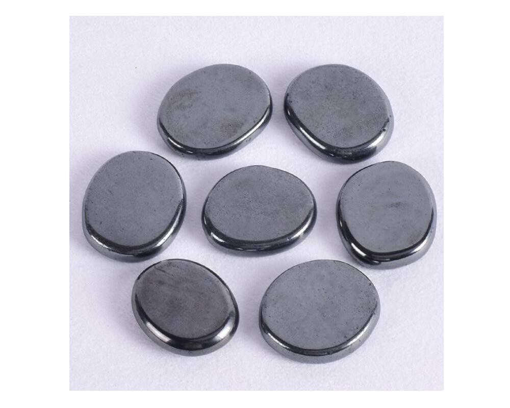 7 Pieces Natural Massage Stones Set for professional or home spa (Hematite)