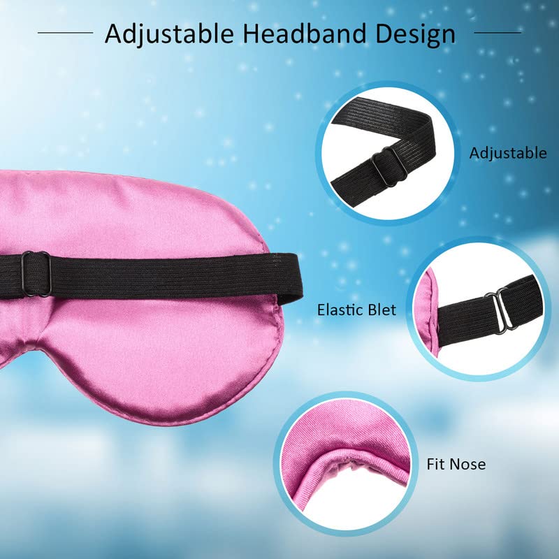 BBTO 4 Pcs Silk Sleep Eye Masks Smooth Soft Satin Eye Covers with Adjustable Strap Blindfold for Sleeping Blocking Out Lights Travel Relaxation (Purple, Pink, Sky Blue, Taro Color)