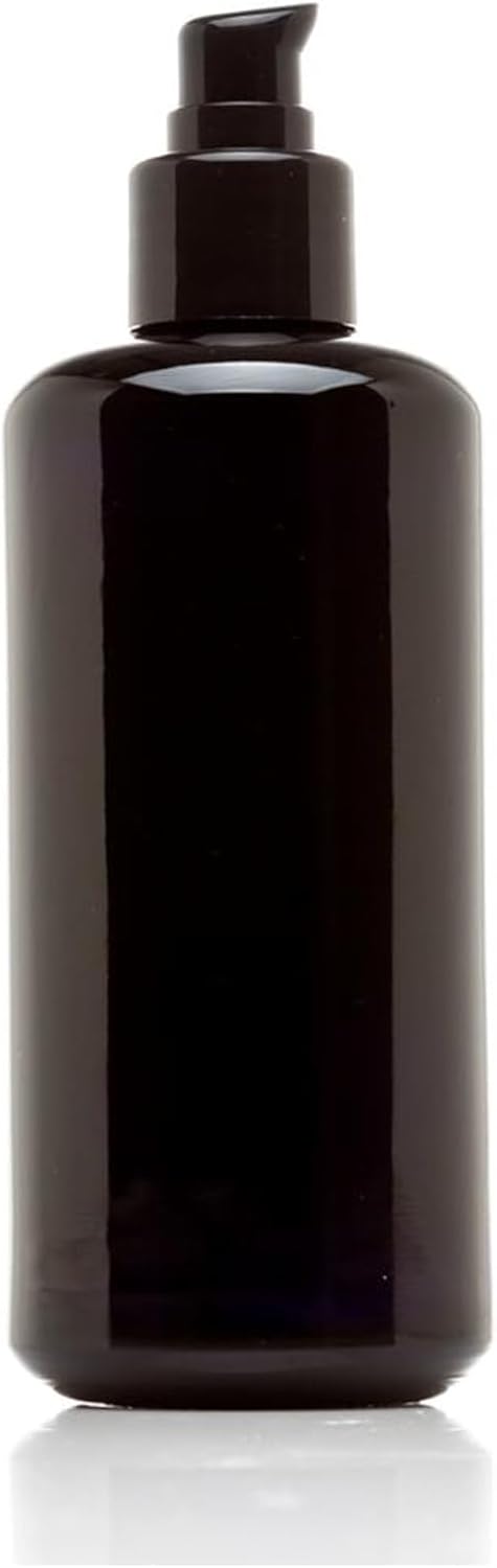 Infinity Jars 200 Ml (6.8 fl oz) Refillable Ultraviolet Black Glass Pump Bottles Leak-Proof Travel Containers for Toner, Sanitizer, Beard Oil, Hair Serum, Essential Oils 3-Pack