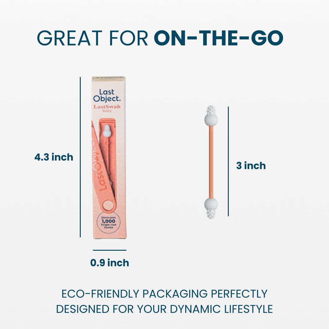 LastSwab® Reusable Cotton Safety Swabs for Baby Ear Cleaning - The Sustainable and Sanitary Alternative to Single-Use Q Tips - Easy to Clean and Zero Waste - Convenient Travel Case Holder