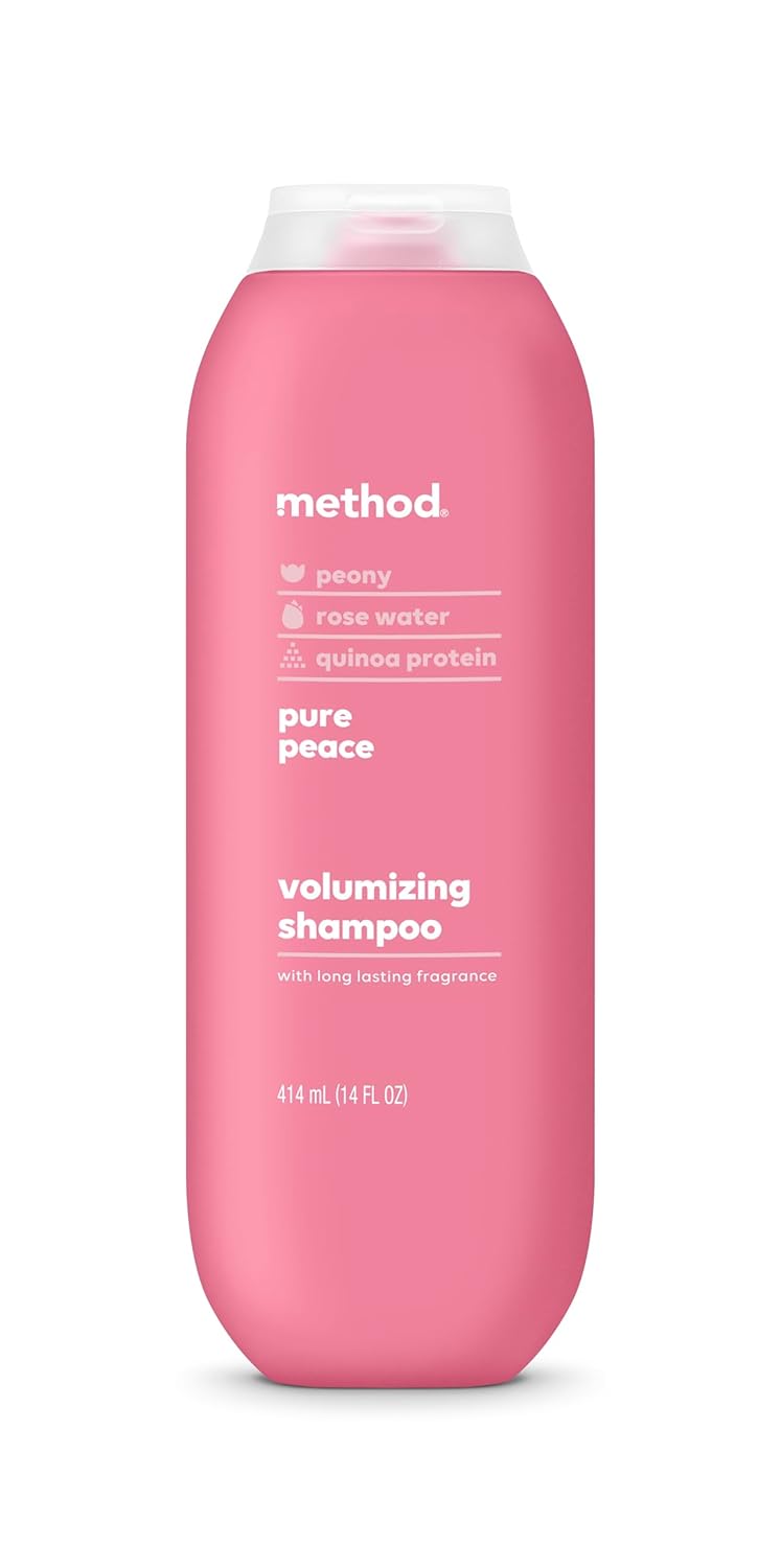 Method Volumizing Shampoo, Pure Peace with Rose, Peony, and Pink Sea Salt Scent Notes, Paraben and Sulfate Free, 14 oz (Pack of 1)