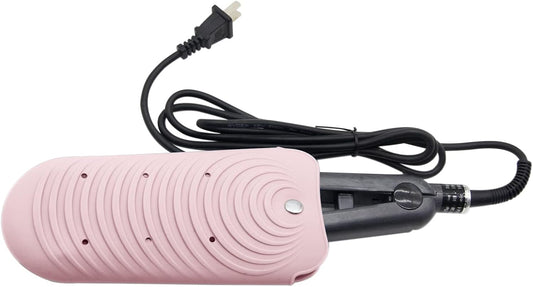 Heat Resistant Silicone Mat Pouch for Hair Styling Tools, Curling and Flat Irons Non-Slip Travel Cover, Small Portable Straightener Pad for Curler Wands Storage, Hot Waver (Pink)