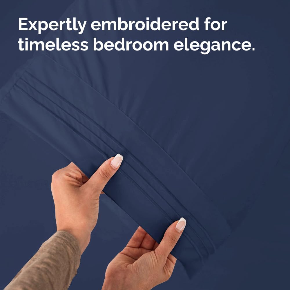 King Standard Pillow Cases Set of 2 - Soft Hotel Quality Pillowcase Covers - Comfy, Cozy & Fade Free - Wrinkle Resistant - Machine Washable Pillow Protectors - 2 Piece Set - King Standard Navy Blue