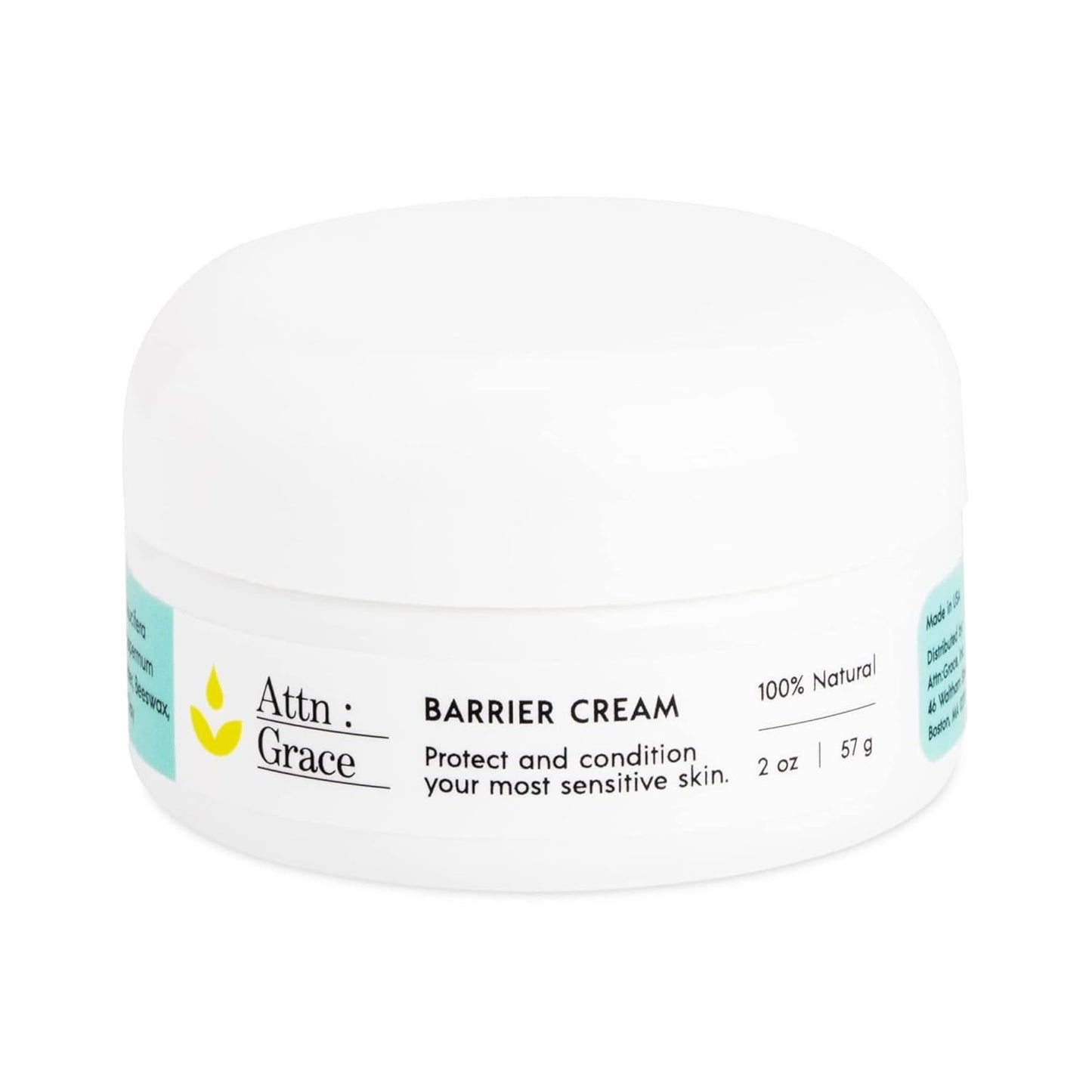 ATTN : GRACE Barrier Cream - Coconut Oil, Shea Butter, and Beeswax Protects Skin and Prevents Irritation - Promotes Rapid Healing for Damaged Skin - Dermatologist Tested, Talc Free, No Parabens