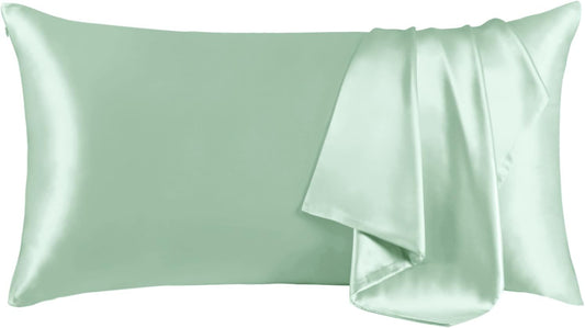 THXSILK 100% Mulberry Silk Pillowcase for Hair and Skin, Grade 6A+ Mulberry Silk Pillow Case, Natural Silk Pillow Case Cover with Zipper, 1pc(California King Size 20"x40", Turquoise Green)