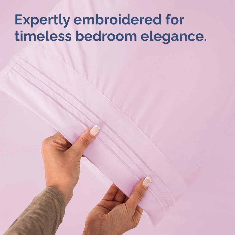 Queen Pillow Cases Set of 4 - Ultra Soft Hotel Quality Pillowcase Covers - Comfy, Cozy & Wrinkle Free - Shrink, Stain & Fade Resistant - Machine Washable Pillow Protectors - 4 Piece Set - Light Pink