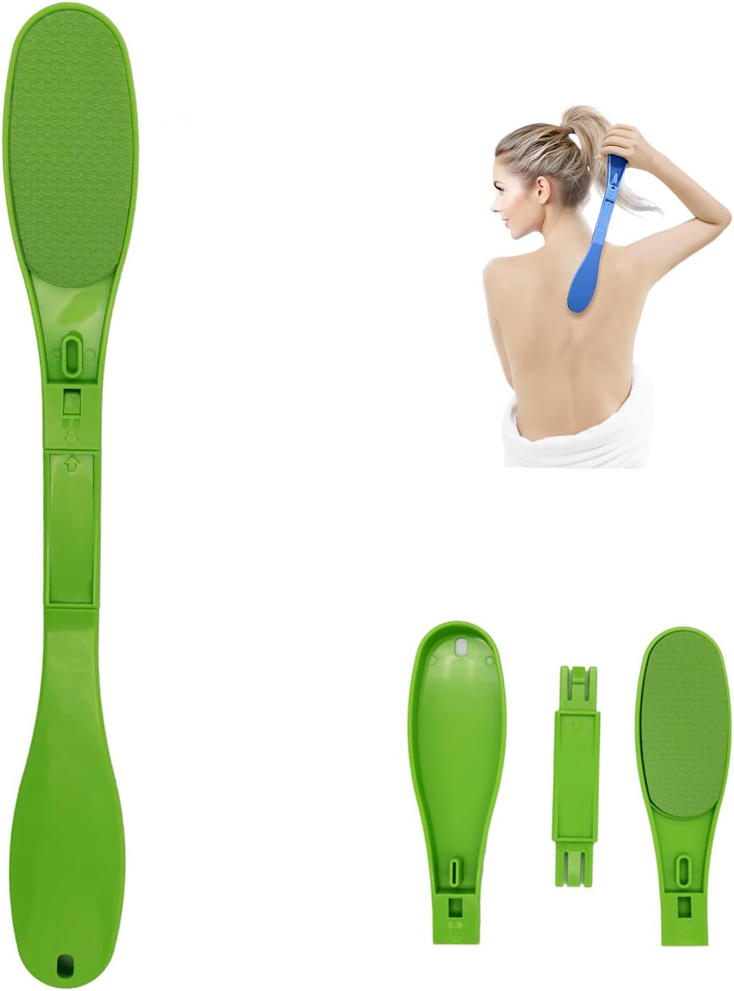 SFFTCYY&ZGTJ Back Scratcher for Women,Tanning mitt,Lotion applicator for Back,Back Washer,Foldable,Portable,Handicap Accessories for Daily Living,Lotion Back applicator,Green