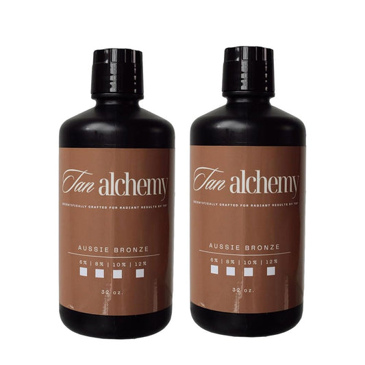 Tan Alchemy, Aussie Bronze 2-32oz bottles of 12%, Dark DHA Sunless Airbrush Spray Tanning Solution (64oz)