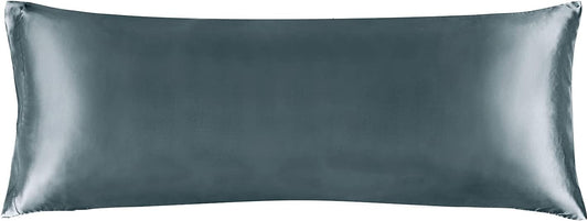 BEDELITE Satin Body Pillow Cover, Super Soft and Cooling Body Pillow Pillowcase for Hair and Skin, Breathable Silky Full Long Pillowcase Cover(20"x54", Space Grey)