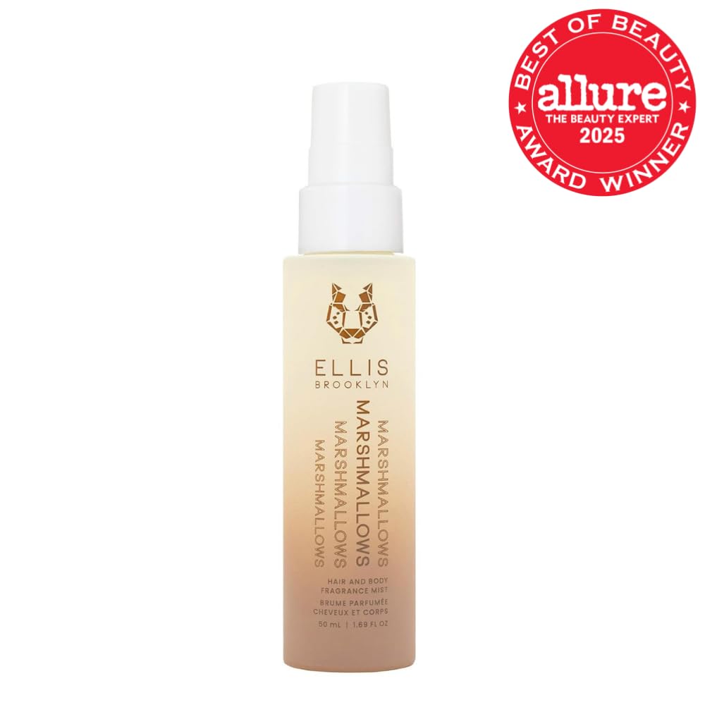 Ellis Brooklyn MARSHMALLOWS Hair And Body Fragrance Mist - Gourmand Perfume Mist with Marshmallow, Caramel Accord, & Milky Musks, Vegan Perfume Made In The USA, 50ml 1.7 Fl Oz