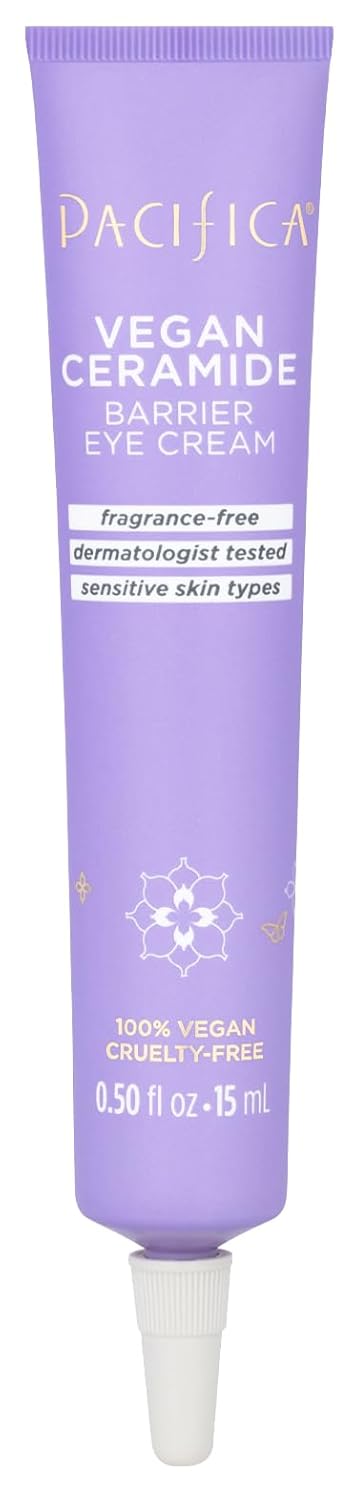 Pacifica Vegan Ceramide Barrier Eye Cream – Hydrating Under Eye Moisturizer for Dry, Sensitive Skin, Fragrance-Free Treatment for Dark Circles, Puffiness & Fine Lines Dermatologist Tested Clean Beauty