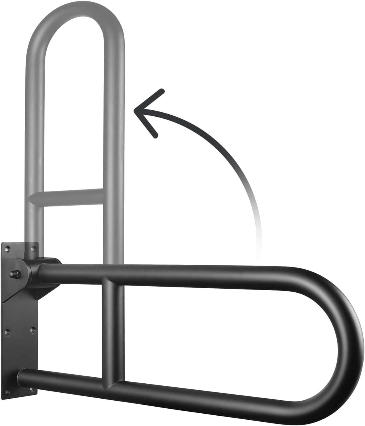 29.5 INCH Stainless Toilet Safety Rails, Matte Black Handicap Grab Bars for Elderly, Disabled Flip-Up Bathroom Grab Bar, Toilet Handrails Hand Grips Handle Shower Assist Aid Black