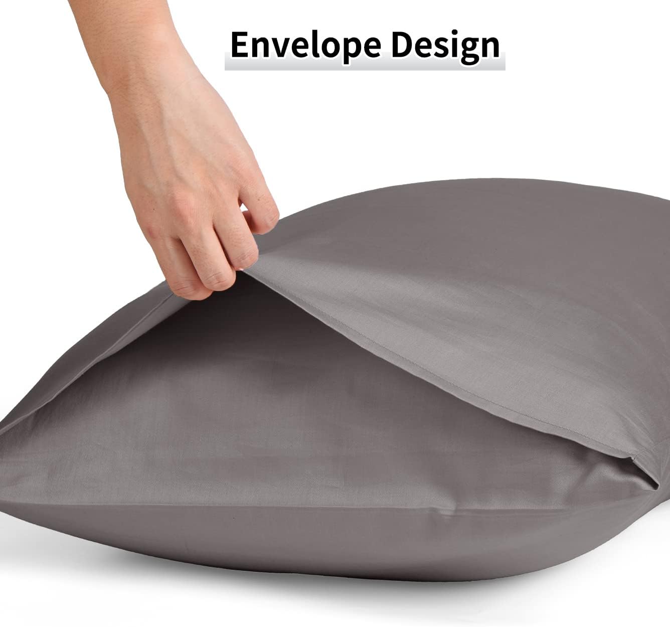 Warmstar Cotton Pillow Cases Queen Size Set of 2, 600 Thread Count Pillowcases 20x30 Inches, Soft Long Staple Cotton Pillowcases Breathable with Envelope Closure,Dark Grey