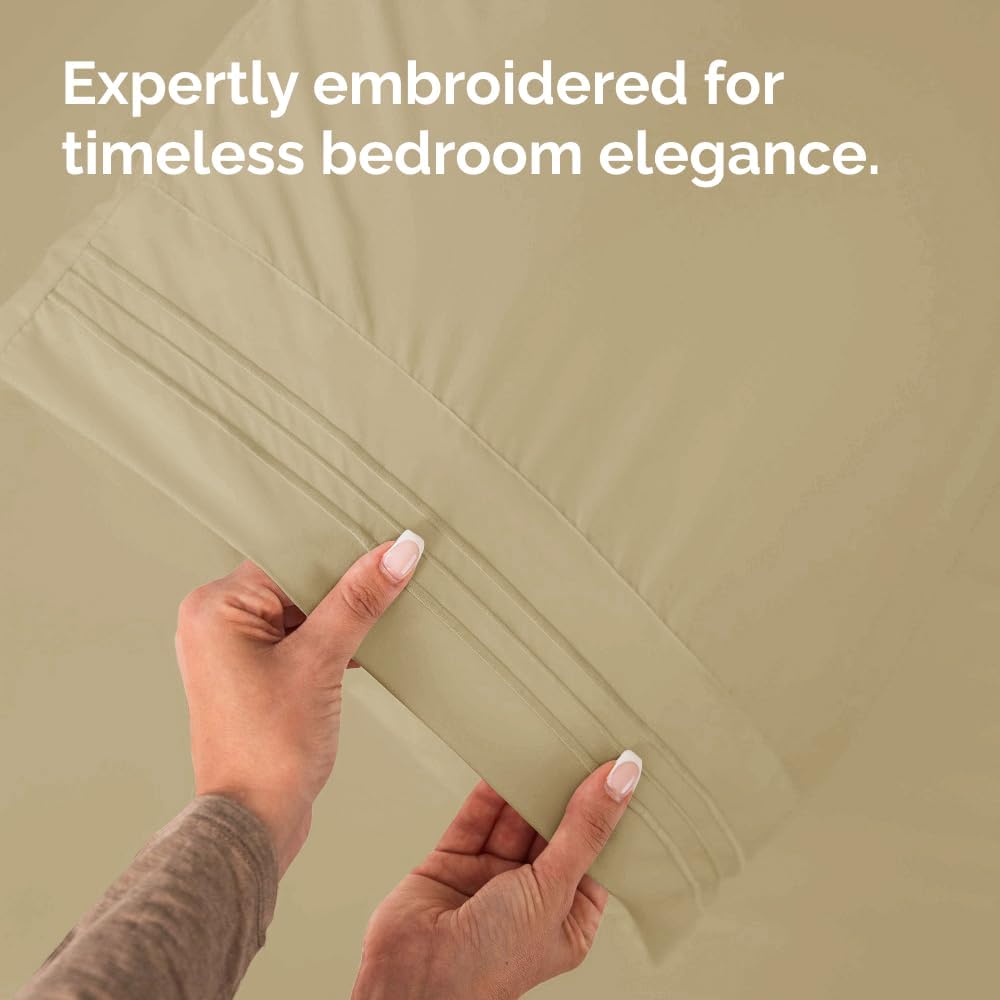 King Pillow Cases Set of 4 - Ultra Soft Hotel Quality Pillowcase Covers - Comfy, Cozy & Wrinkle Free - Shrinkage, Stain and Fade Resistant - Machine Washable Pillow Protectors - 4 Piece Set - Beige