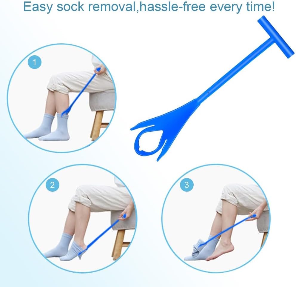 DILSIAI Sock Aid Device for Seniors Assistant Device no Bending Helper Easy on and Off Stocking - Without Bending, Slip Resistance (Azure Blue)