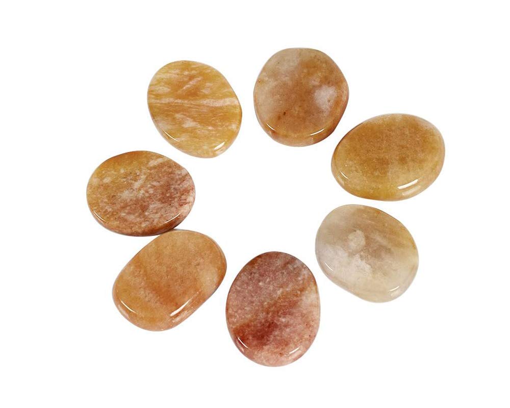 7 Pieces Natural Massage Stones Set for Professional or Home Spa, Smooth and Natural Massage Stones (Yellow Jade)