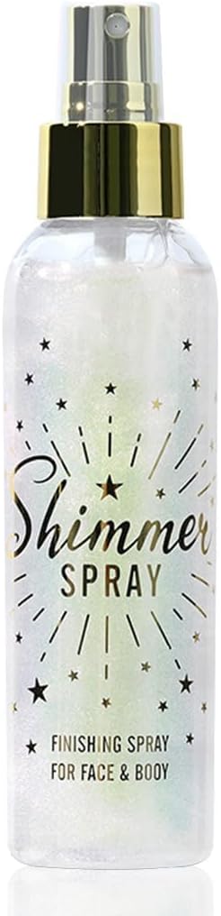 Glitter Spray for Hair and Body, Glitter Body Spray, Glitter Spray for Clothes, Quick-Drying Waterproofing Body Shimmer Suitable for Festival Rave 3.72fl Oz (White, 3.72 fl oz)