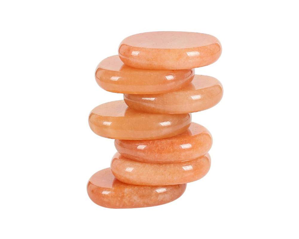 7 Pieces Natural Red Agate Massage Stones Set for professional or home spa (Red Agate)
