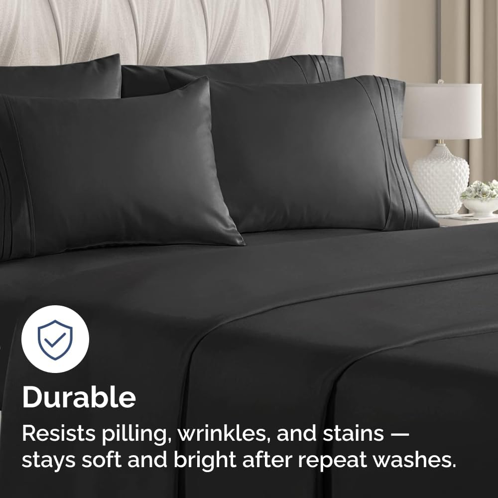 King Pillow Cases Set of 8 - Ultra Soft Hotel Quality Pillowcase Covers - Comfy & Wrinkle Free - Shrink, Stain and Fade Resistant - Easy-Care, Machine Washable Pillow Protectors - 8 Piece Set - Black