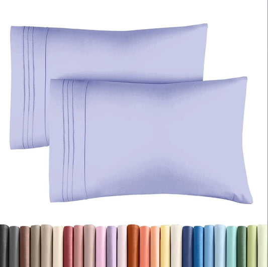 King Pillow Cases Set of 2 - Ultra Soft Hotel Quality Pillowcase Covers - Comfy, Cozy & Wrinkle Free - Shrinkage, Stain and Fade Resistant - Machine Washable Pillow Protectors - 2 Piece Set - Lavender