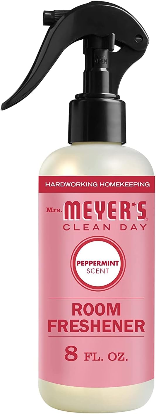 Mrs. Meyer's Room and Air Freshener Spray, Non-Aerosol Spray Bottle Infused with Essential Oils, Peppermint, 8 Fl Oz. (Pack of 6)