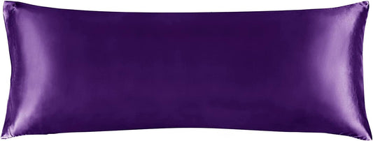 BEDELITE Satin Body Pillow Cover, Super Soft and Cooling Body Pillow Pillowcase for Hair and Skin, Breathable Silky Full Long Pillowcase Cover(20"x54", Plum Purple)