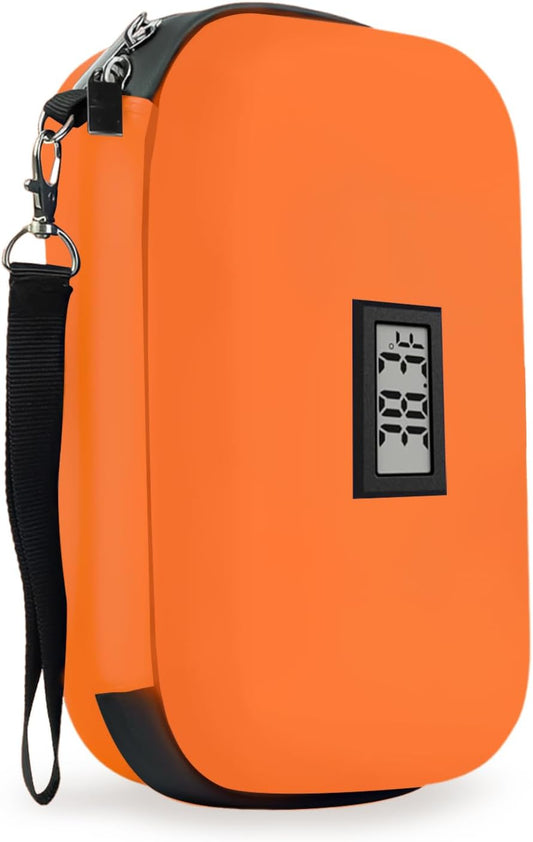 Insulin Cooler Travel Case, 2 × 180g TSA Approved Ice Packs, Refrigerated Medicine Case with Temperature Display (Orange)
