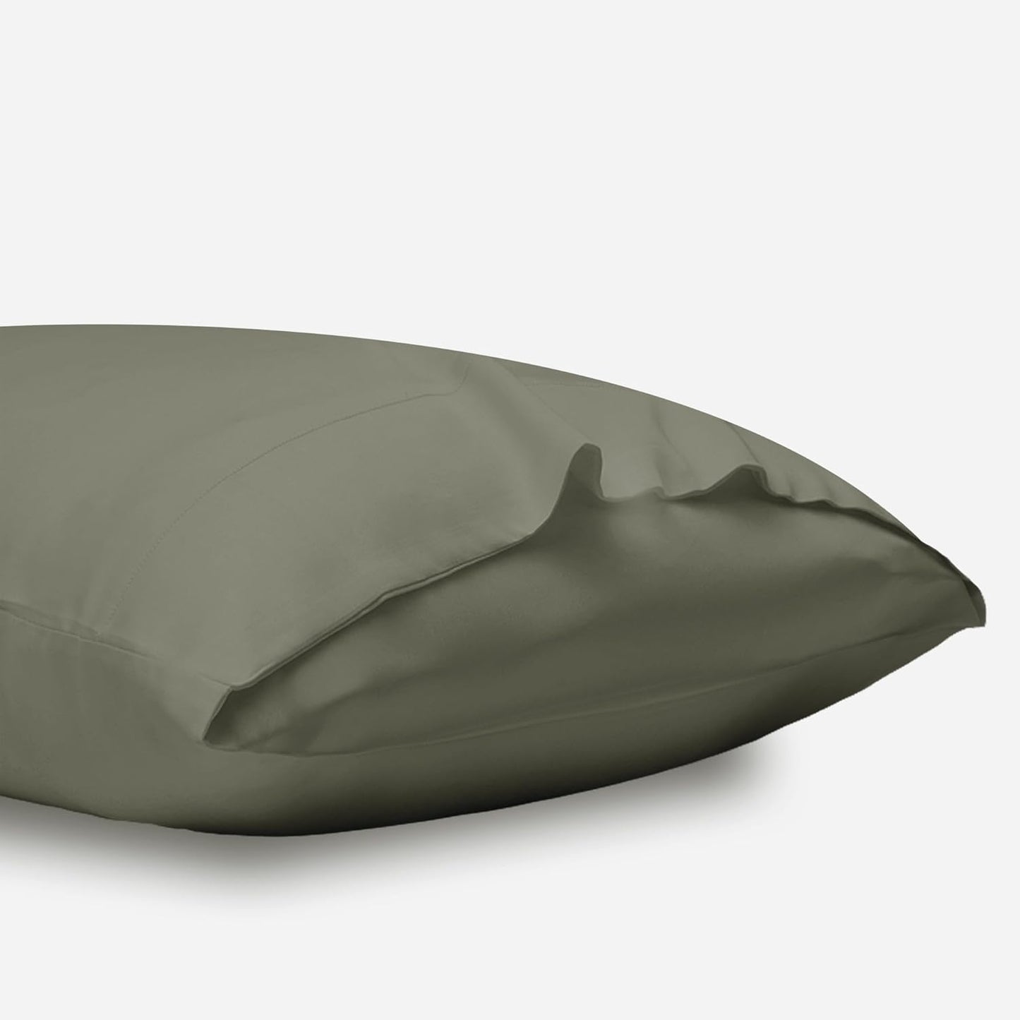 DOZ Pillowcase Set, 100% Viscose derived from Bamboo, Organically Grown, Buttery Soft, Silky, Breathable, Cooling, Oeko-TEX, High GSM, 2-Pack, Envelope Closure (Queen, Olive)