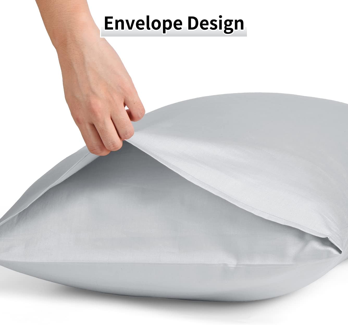 Warmstar Cotton Pillow Cases King Size Set of 2, 600 Thread Count Pillowcases 20x36 Inches, Soft Long Staple Cotton Pillowcases Breathable with Envelope Closure,Grey