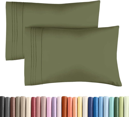 King Standard Pillow Cases Set of 2 - Soft Hotel Quality Pillowcase Covers - Comfy, Cozy & Fade Free - Wrinkle Resistant - Machine Washable Pillow Protectors - 2 Piece Set - King Standard Sage Green