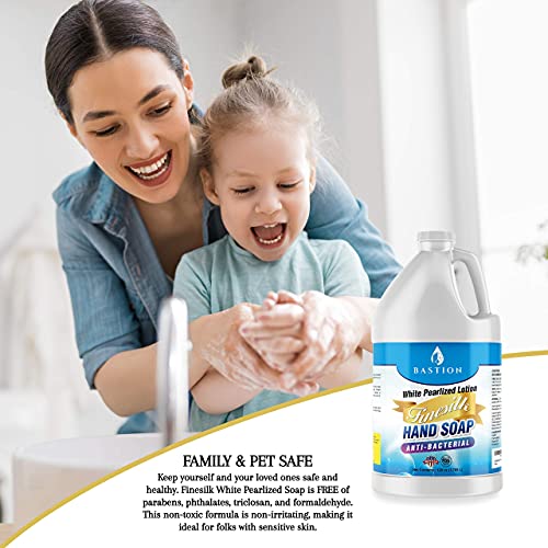 Antibacterial Finesilk White Pearlized Lotion Liquid Hand Soap: Bulk Refill Jug. PH Balanced Ultra-Strength. Made In USA (Finesilk, Gallon)