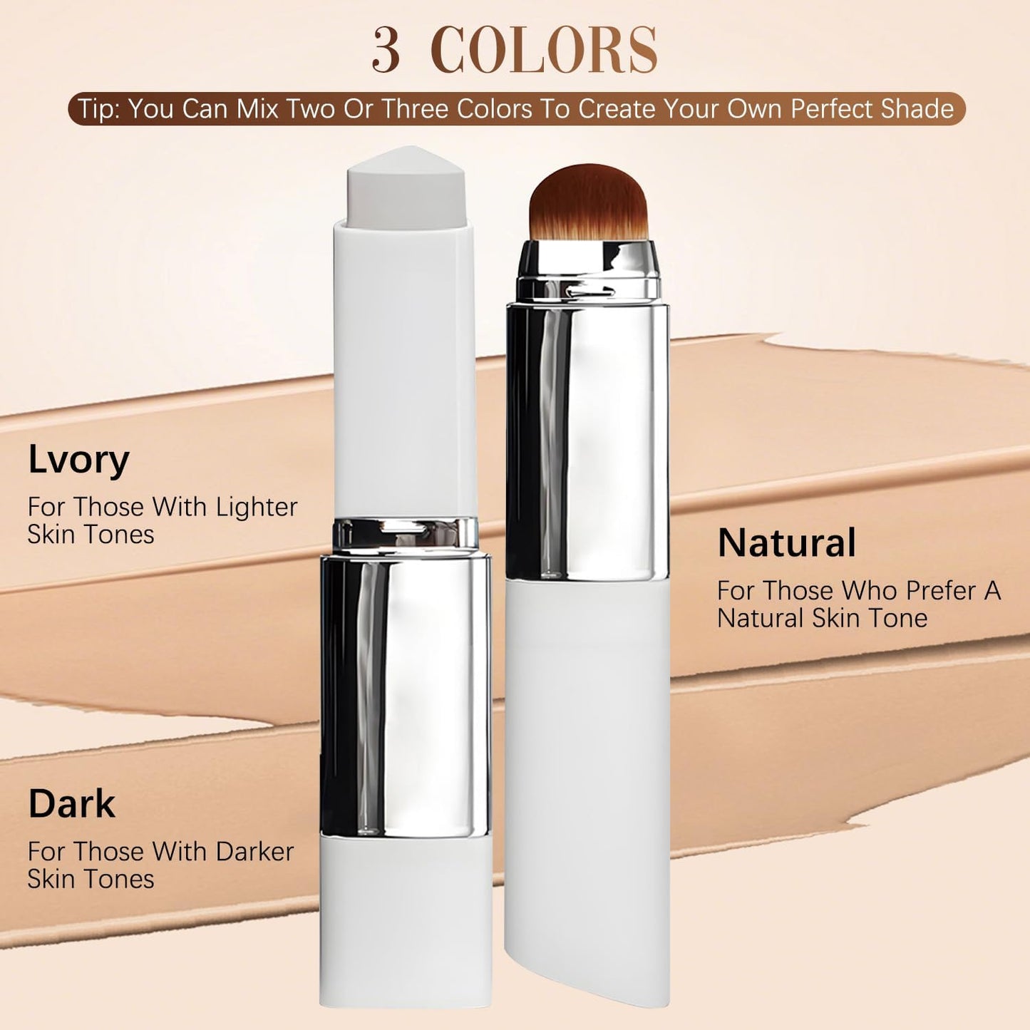 Blanc Cover Cream Stick, Color Changing Brightening Makeup Base, Hydrating Concealer, White Foundation for Flawless Look (Dark Skin)