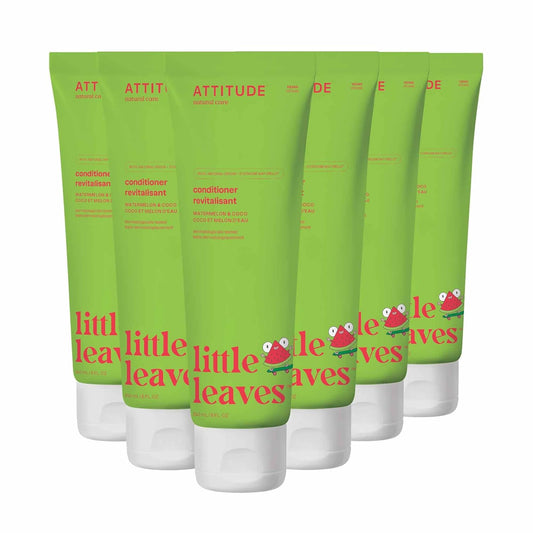 ATTITUDE Hair Conditioner for Kids, Dermatologically Tested Products, Plant- and Mineral-Based Detangler, Vegan, Watermelon & Coco, 8 Fl Oz (Pack of 6)