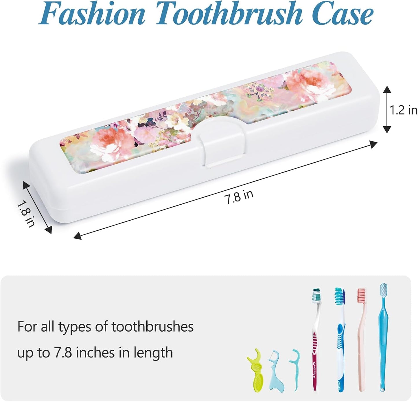 Toothbrush Travel Case - Colorful Pattern, Holder and Covers for Toothbrushes, Includes Tongue Scraper Case