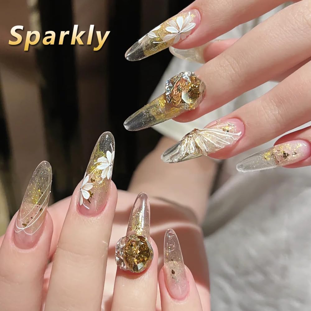 6 Colors Solid Metallic Nail Glitter Powder Set, Gold Foil Flakes for Resin, Holographic Chameleon Sparkly Gilding Flakes Kit for Gel Polish Nail Art Decorations…