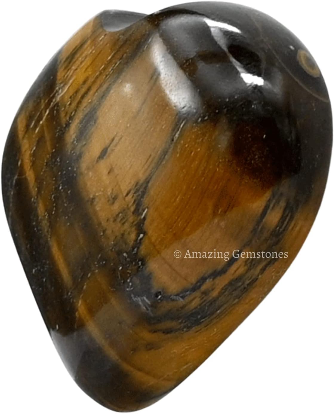 Tiger Eye Crystal Heart Palm Stone - Pocket Massage Worry Stone for Natural Body Chakra Balancing, Reiki Healing and Crystal Grid